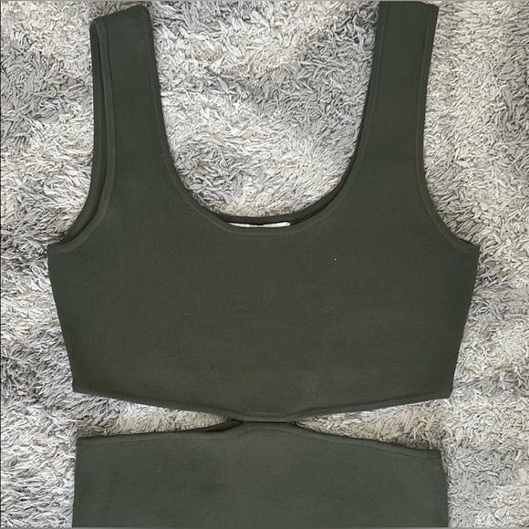 Zara Olive Cut Out Midi Dress - Picture 2 of 4